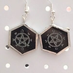 Pentacle moon phase earrings